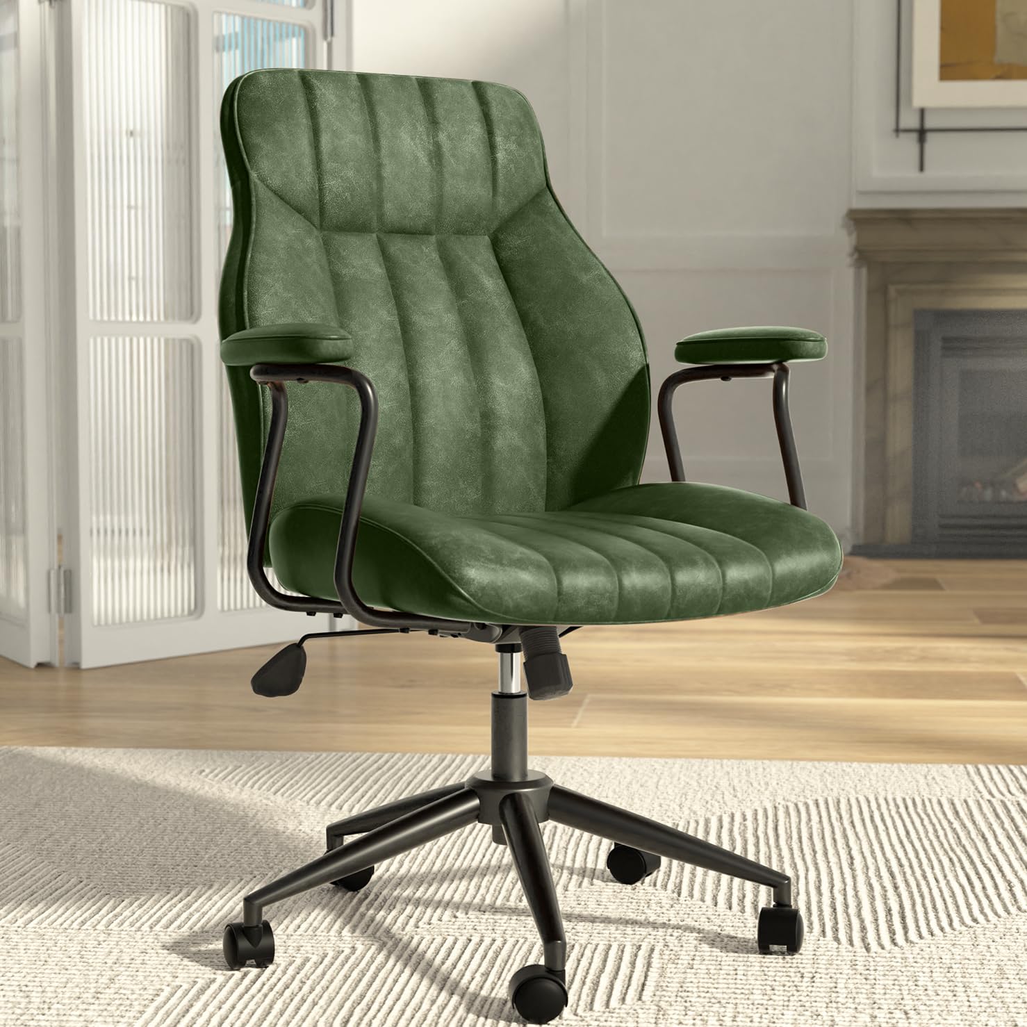 Brown Leather Office Desk Chair