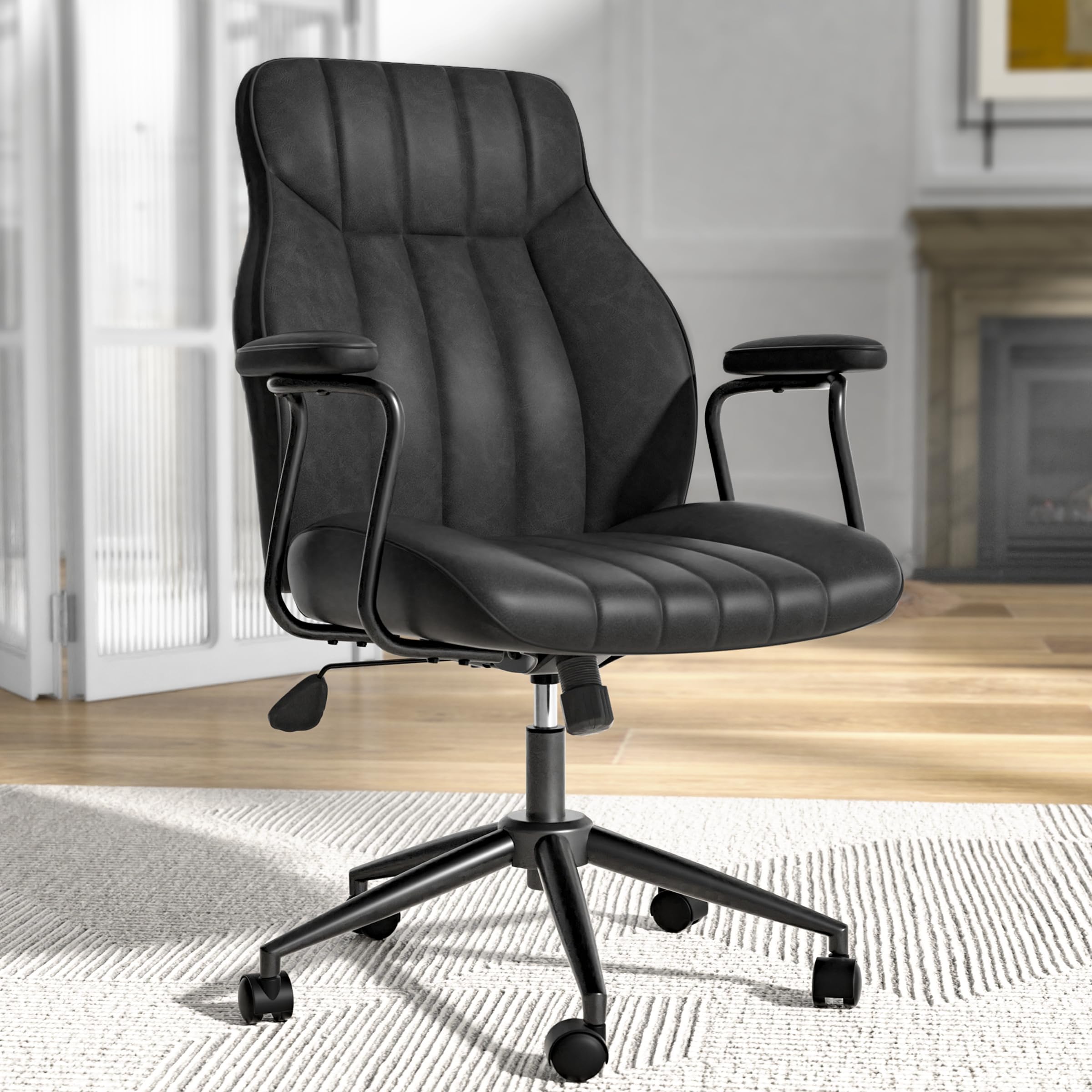 Brown Leather Office Desk Chair