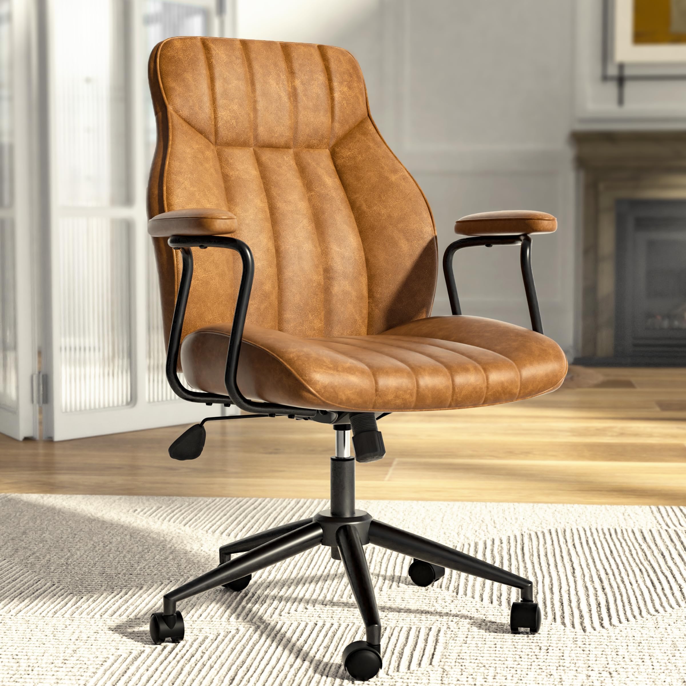 Brown Leather Office Desk Chair